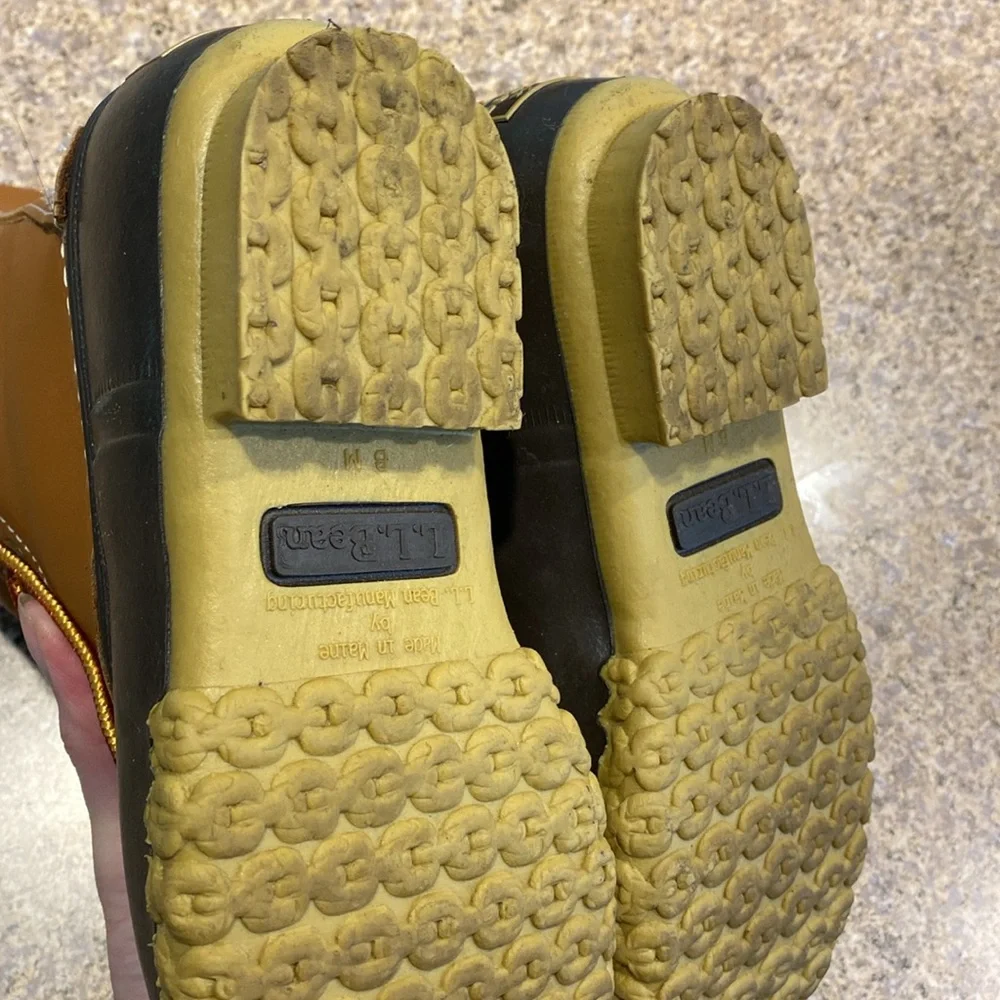 L. L. Bean Boots 8” Tan Brown 6M BM Waterproof Bottoms Duck Boots